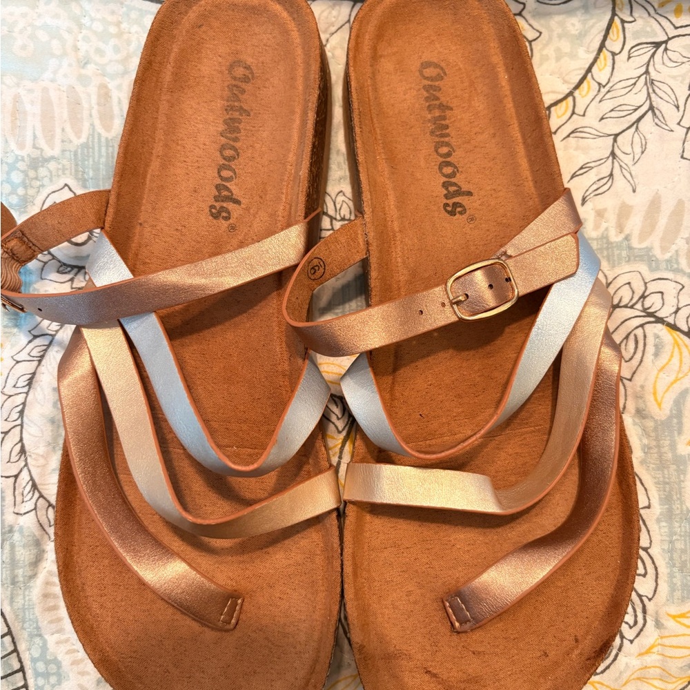 Women's Strappy Sandals - Bronze, Gold and Silver
